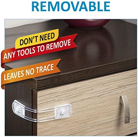 Child Safety Cabinet Locks - Removable All-Purpose Flexible - Leaves No Trace After Remove From Your Furniture - Use For Cabinets, Drawers, Appliances, Cabinet Doors, Fridge And Oven - 6pcs