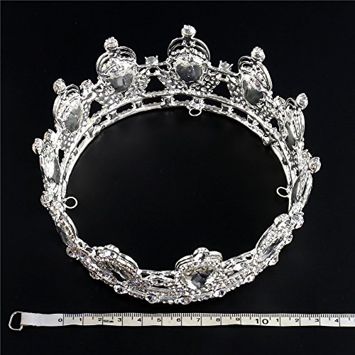 Pageant Wedding Crown Bridal Veil Headdress Oval Rhinestones Tiara Silver Plated, Charming Sparkly Bride Tiara Head-wear for Women Costume Prom Birthday Christmas Parties Gift Jewelry King Heavy