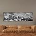 WallsThatSpeak Panoramic Los Angeles Cityscape Picture, Black and White Stretched Canvas Art Prints, Wall Decoration for Bedroom or Office, Framed and Ready to Hang, 14” x 48”