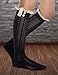 Fiorelle Norah Lacey Knee High Boot Socks, Crochet Lace & Buttons, Girls & Women (Black)
