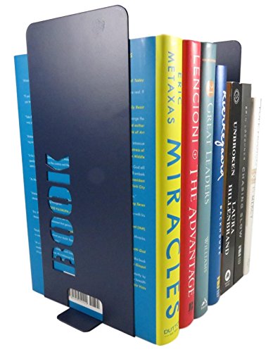 Daiso Japan Fun Bookworm Non-Skid Metal Bookends 10 x 4.5 Inches Navy Blue (Set of 2)