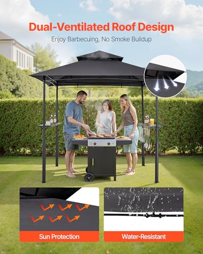 VEVOR 8x5 ft BBQ Grill Gazebo with Double-Tiered Roof, Powder-Coated Steel Shelter image 21