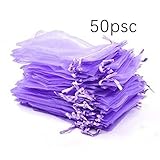 Pack of 50 Light Purple Organza Drawstring Pouches Wedding Party Favors Wrap Bags (2.95x3.43