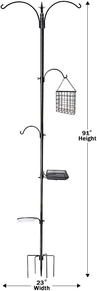 yosager 91" x 23" Premium Bird Feeding Station Kit, Bird Feeder Pole Wild Bird Feeder Hanging Kit with Metal Suet Feeder Bird Bath for Bird Watching Birdfeeder Planter Hanger : Garden & Outdoor