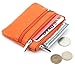 DEEZOMO Women's Top Grain Cowhide Leather Card Case Wallet / Coin Change Purse with Key Ring - Orange