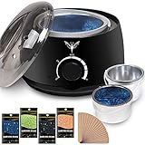 Wax Warmer Electrict Hair Removal Waxing Kit Black Rapid Melt Wax Heater With 4 Flavors Hard Wax Beans 20 Wax Applicator Sticks Women Men Home Waxing Spa for Face Arm Armpits Legs Bikini