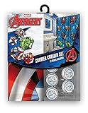 Marvel All New Fabric Shower Curtain Set 12 Matching Hooks (Avengers)