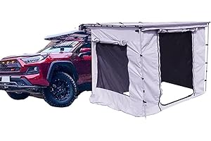 DANCHEL OUTDOOR Car Awning with Enclosed Room for Overlanding Camping, Pull Out Roof Rack Awning with Annex Side Wall Room Shelter for Van/SUV/Truck/Camper(Gray,8.2x9.8ft)