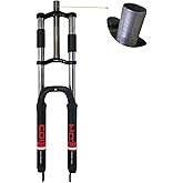 CDHPOWER 26" Suspension Fork 1" Threaded 25.4mm Straight Tube Double Shoulder Triple Tree, Disc Brake, Black,