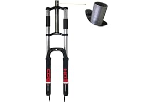 CDHPOWER 26" Suspension Fork 1" Threaded 25.4mm Straight Tube Double Shoulder Triple Tree, Disc Brake, Black, (Fork Only)