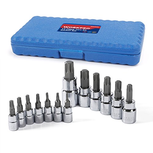 Workpro 13-piece torx bit socket set t8-t60, s2 steel