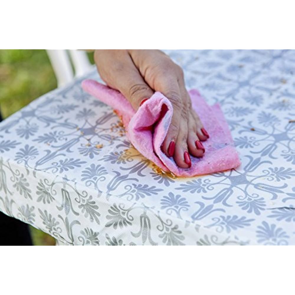 Plastic Vinyl Tablecloth Silver Patterned 4ft 48 X 24 Inch Elastic