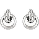 I Jewels Silver Statement Geometric Earrings for Women Girls Trendy Chunky Gold Knot Link Drop Dangle Earrings Fashion Jewelry Gift