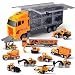 JOYIN 11 in 1 Die-cast Construction Truck Vehicle Car Toy Set Play Vehicles in Carrier for Over 3 Years Old Boys