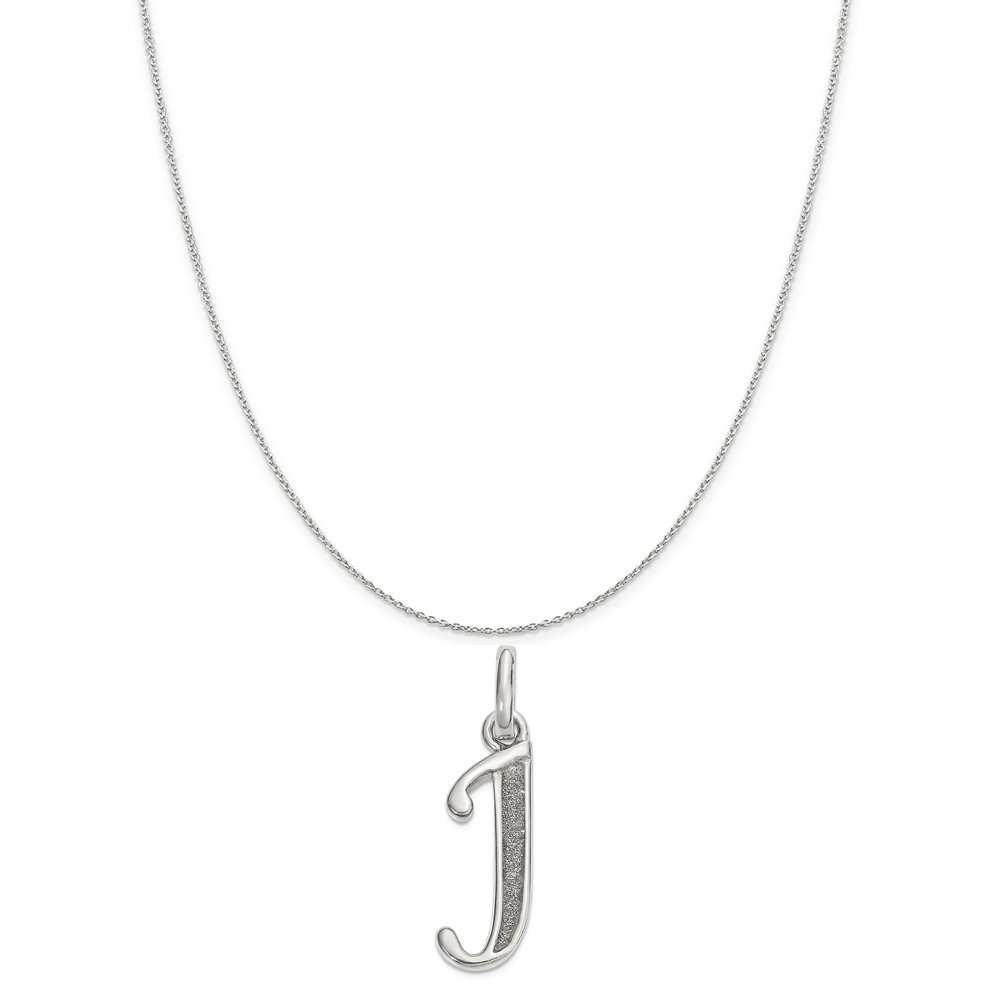 Snake Or Ball Chain Necklace Sterling Silver Polished Glitter Enamel Letter J Pendant On A Sterling Silver Cable Necklaces Women Northeastasc Org