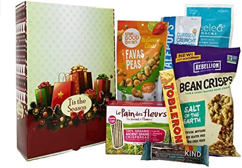 Gluten Free Gift Basket - Healthy Snacks Gift Box With Popcorners Bean Crisps Salt, Toblerone Milk Chocolate Bar, Toblerone Milk Chocolate Bar, Dried Banana, Sea Salt, Favas Peas &amp; Bar Fruit Nuts