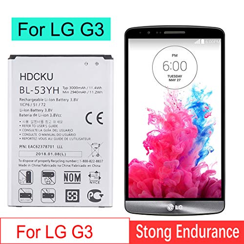 HDCKU Battery Replacement for G3 BL-53YH D852, D855, ATT D850, T-Mobile D851, Verizon VS985, Spring LS990 OEM Battery HDCKU Battery Replacement for G3 BL-53YH D852, D855, ATT D850, T-Mobile D851, Verizon VS985, Spring LS990 OEM Battery
