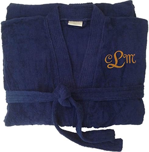 KYS Personalized Embroidered Terry Robe Large Navy