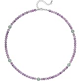 Beaded Choker Necklace for Women, Amethyst Turquoise Tiger Eye Natural Stone Necklaces, Summer Beach Boho Necklace Handmade Jewelry Gifts