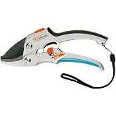 GARDENA SmartCut Ratchet Pruners, Anvil Blade, 2 Handle Positions - 08798 | Cuts Thicker &amp; Dry Wood up to 1 in., Aluminium Handles for Comfort