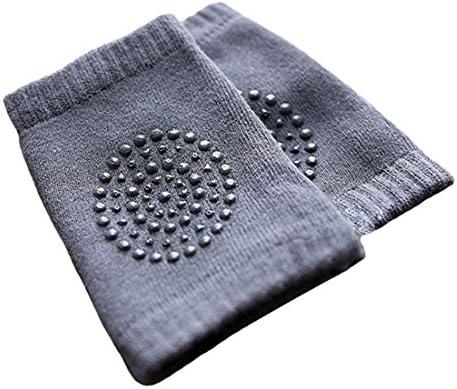 ICOOLYI Baby Cotton Knee Pad Toddlers Crawling Non Slip Knee Cap Socks H01 (S/ 0-2 Years, Charcoal Grey)