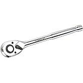 TOMMARS 1/2" Drive Ratchet Socket Wrench Mechanic Hand Tool | 72 Tooth 5-degree swing arc, Quick Release, Reversible