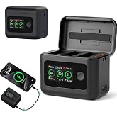 Coyktonty Fast Battery Charger for DJI Osmo 360 Camera,Simultaneous Charging of 3 Batteries with LED Display, Supports PD Fast Charging with Misro SD Card Slot