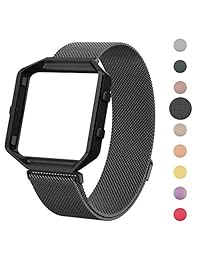 CRODI Compatible con correas Fitbit Blaze, marco de metal con brecha, acero inoxidable magnético Milanese para hombres y mujeres correa de repuesto para pulseras bit Blaze