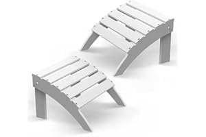 BRIOPAWS Adirondack Ottomans | Folding | Set of 2 | HDPE Plastic | White Outdoor Foot Rest | All Weather | Patio Footrest for Adirondack Chair | Foot Stool for Deck Porch | 19.7W x 18.5L x 13H Inch