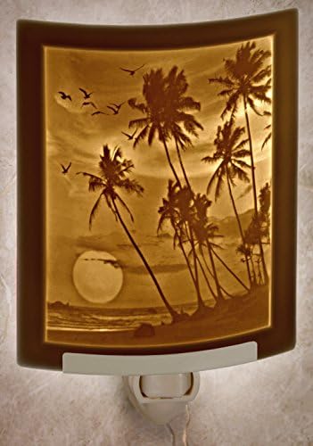 Tropical Sunset - CURVED Porcelain Lithophane Nightlight