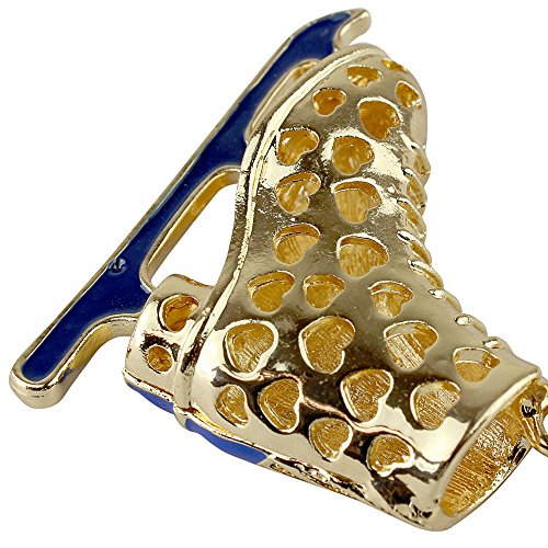 Ice Figure Skate Boot Key Chain Purse Charm, Royal Blue - Thumbnail 2