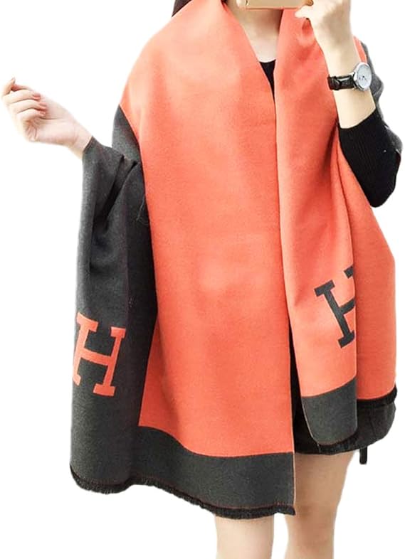 Amazon Ludusfelix ストール マフラー レディース 大判 グレー オレンジ マフラー 通販