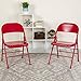 Flash Furniture 4 Pack HERCULES Series Triple Braced & Double Hinged Red Metal Folding Chair