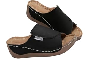 Women's Casual Wedge Mules - Comfortable Nude Platform Slipper for Summer with Open Toe & High Anti-Slip Sole (2.36in)