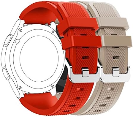 Fantete Durable Soft Silicone Replacement Sport Strap for Samsung Gear S3 Frontier / S3 Classic / Moto 360 2nd Gen 46mm Smart Watch,2 Colors-Pack(red&amp;walnut)