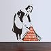 Fangeplus(TM DIY Removable Banksy Maid Sweeping in London Art Mural Vinyl Waterproof Wall Stickers Living Room Decor Bedroom Decal Sticker Wallpaper 22.4''x18.1''