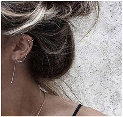 SLUYNZ 925 Sterling Silver Cuff Chain Earrings Wrap Tassel Earrings for Women Crawler Earrings