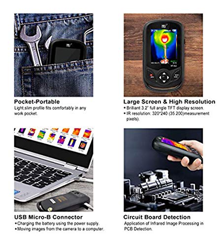 DJG 320 X 240 IR Resolution Thermal Camera, Pocket-Sized Infrared Camera with 76800 Pixels Real-Time Thermal Image, Temperature Measurement Range -4Â°F to 572Â°F,Mini IR Thermal Imager
