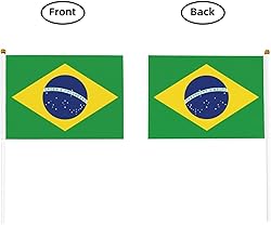 Brazilian Flags 20 Pack, Small Handheld Flags of