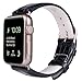 JSGJMY Apple Watch Band 38mm Leather Replacement Strap for iWatch Series 2 Series 1 Edition Sport(38mm Black+gold Buckle)