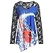 Oksale Plus Size Womens Christmas Raglan Long Lace Sleeve O-Neck T-Shirt Tops