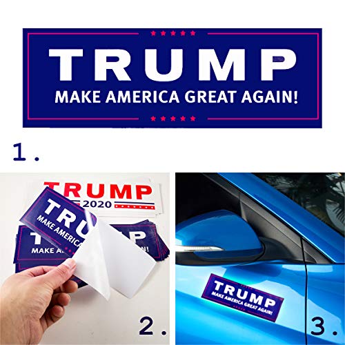 Homtable 2 Pack Trump 2020 Flags, Keep America Great Flag 3 X 5 Feet with Grommets and 20 Pieces Car Bumper Stickers Supporting Re-Elect Donald Trump