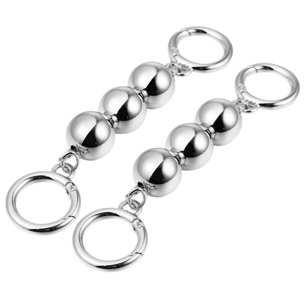 2pcs Purse Strap Extender Bag Extender Chain Silver, Handle Chains Bag Pearl Bead Strap Accessory Handbag Purse Clutch