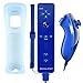 Wii Remote Plus,XW05 Nintendo Wii Controller and Nunchuck Built-in Motion Plus Vibration Motor With Silicone Case Wrist Strap For Wii And Wii U-Royalblue