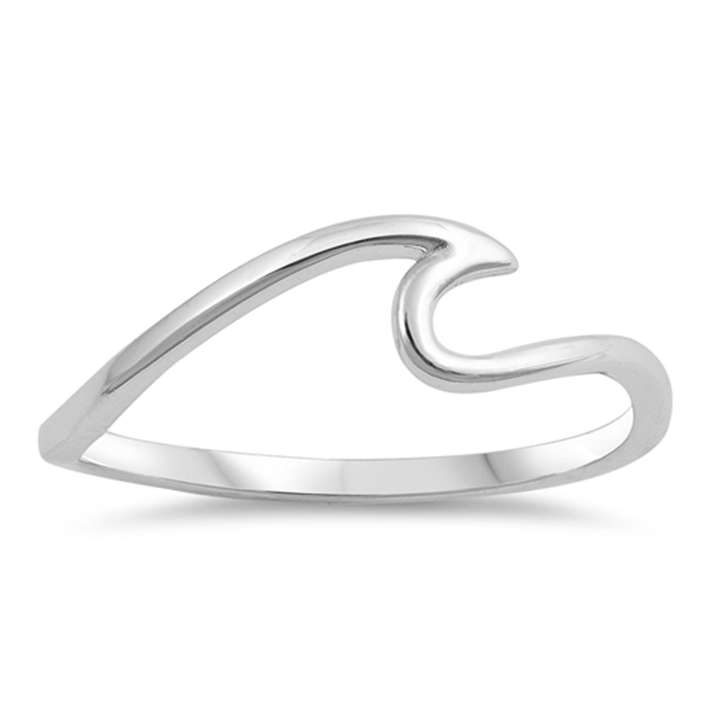 Sac SilverWave Sea Ocean Thin Swirl Thumb Ring New .925 Sterling Silver Band Sizes 2-13