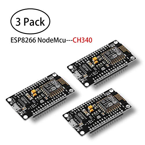 Aokin 3pcs ESP8266 NodeMCU LUA CH340 ESP-12E WiFi Internet Development Board 4M Flash Serial Wireless Module for Arduino IDE/Micropython New Version