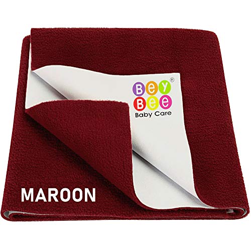 BeyBee Waterproof Baby Bed Protector Dry Sheet for Baby (X-Large (200cm X 140cm), Maroon)