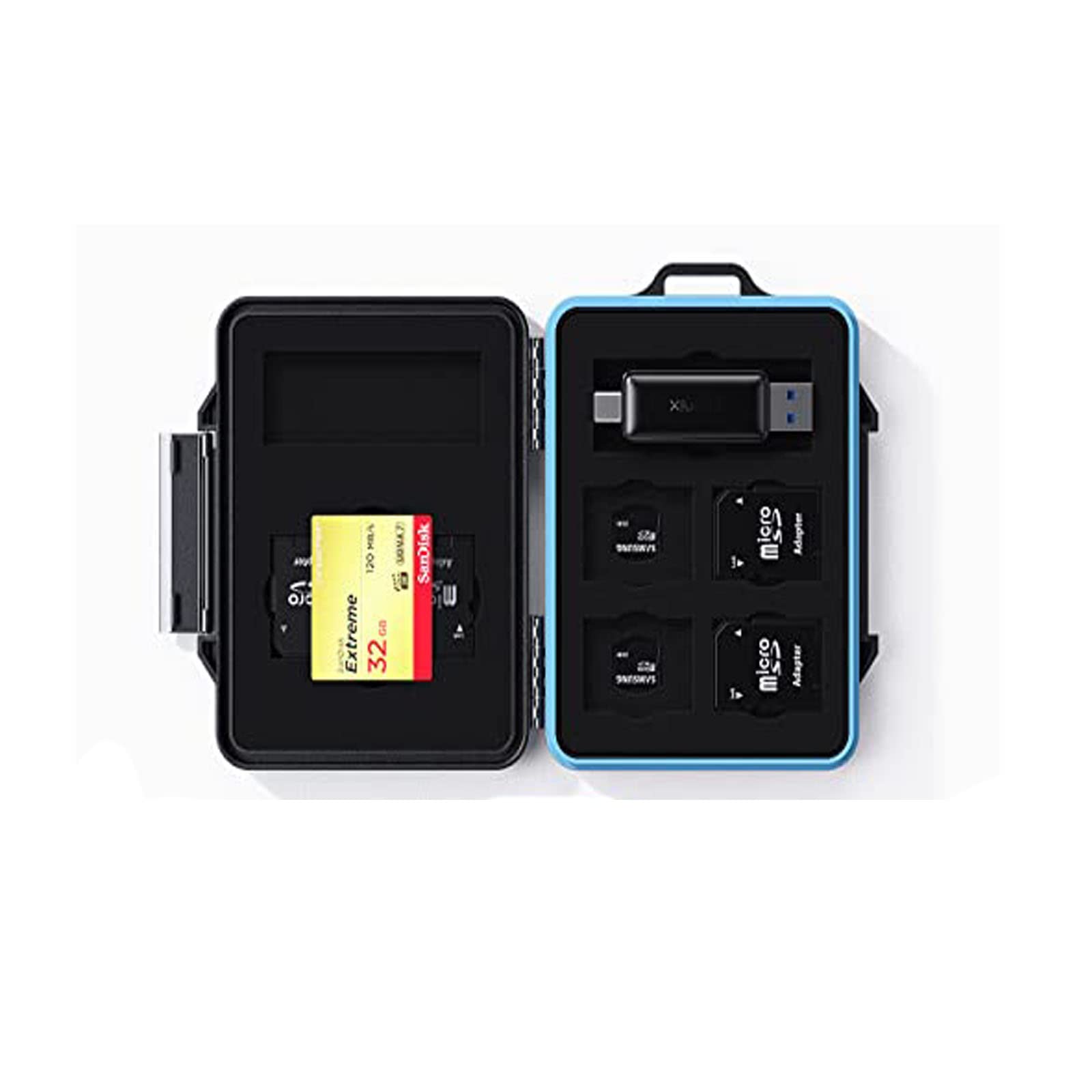 iDsonix 15 Slots Portable SD Card Holder, Water-Resistant/Anti-Shock SD Card Case Storage for TF/CF Card, Memory Card Holder Case with Carabiner