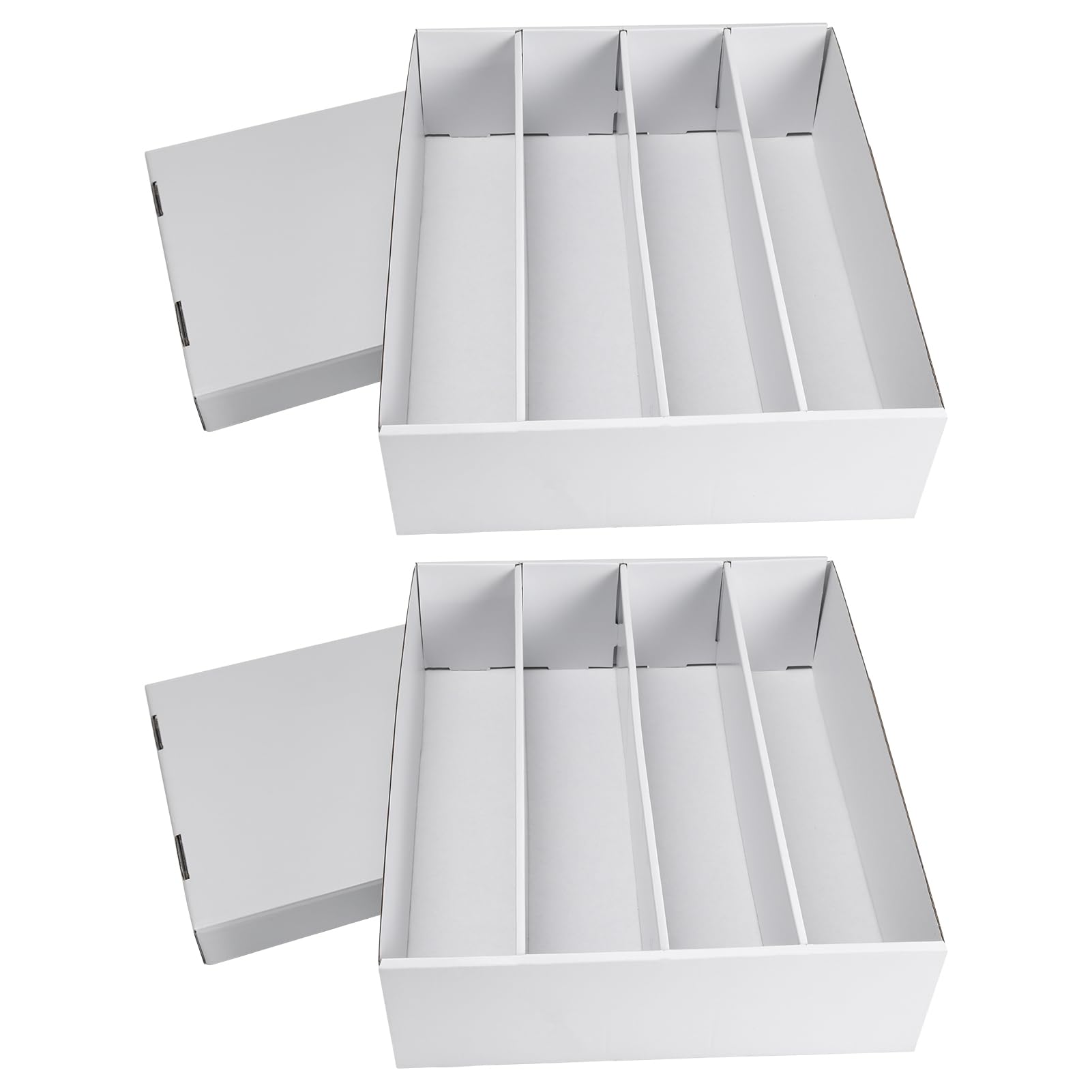 RLAVBL 2-Pack 3200 Count Trading Card Storage Box, 4 Row Cardboard Card Boxes with Dividers for Baseball, MTG, TCG, Toploader Card