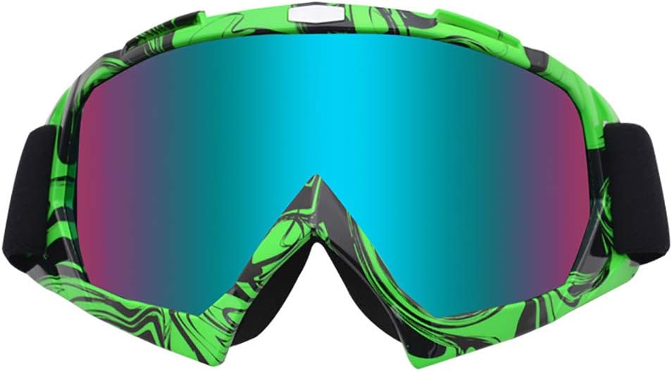 qiguch66 Motorcycle Motocross Goggles,Motorcycle Goggles Dirt Bike Goggles ATV Motocross Eyewear Windproof Dustproof Scratch Resistant Ski Racing Protective Safety Glasses Black Green